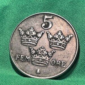 Sweden 1944 5 Ore WW2 Coin-MA